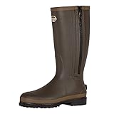 TRACKER Neopren Gummistiefel, Jagdstiefel Winter, thermo gefüttert, für Herren & Damen, mit Reißverschluss, wasserdicht, Größe 44