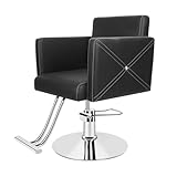 Roadoor Professioneller Friseurstuhl mit 360° Drehung, Hydraulische Pumpe Höhenverstellbar, Salonstuhl bis 150 kg Belastbar, Ergonomischer Barberstuhl Kunstleder, Frisörstuhl für Beauty SPA (Schwarz)