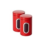 ECHTWERK Stilvolle Vorratsdosen 2er Set-rot, Vorratsbehälter, Aufbewahrungsbox, Zur Aufbewahrung von Mehl/Zucker/Müsli/Tee, Metalldose mit luftdichtem Deckel und großem Sichtfenster