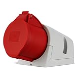 REV CEE Wandsteckdose - Starkstrom Steckdose, 400VAC, 32A, 5-polig, 3Ph + N + PE, IP44, rot