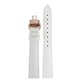 sooponu Damen Leder Uhrenarmband für Omega De Ville Trésor III Speedmaster Seamaster Uhrenarmband Herren Butterflyschließe Uhrenkette(Whiter,13mm)