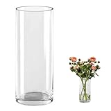 QEEYON Glas Blumenvase,Modern Zylinder Vase 40cm Hoch,Zylindrische Glasvase,Durchsichtige Glasvase, Kerzenhalter Glas Blumenblume Pflanzenbehälter für Home Office Dekor, Tischdeko
