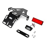 Areyourshop Kennzeichenhalter Motorrad,Motorrad Kennzeichenhalter Mit Nummernschildbeleuchtung,Einstellbarer Winkel Motorrad kennzeichenhalterung,Motorcycle Number Plate Holder+Light + Reflector