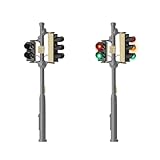 Evemodel 2 Stück Spur H0 1:87 Modell Recht Verkehrsampel Fußgängerampel und LEDs Lampe Fahrzeug