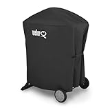 Weber Premium-Abdeckhaube/Für Q 100/1000/200/2000 Grills mit Stand und tragbarem Rollwagen, Atmungsaktives, wasserabweisendes Material mit UV-Schutz und Gurt, Schwarz, 25,5 x 6,6 x 18,5 cm