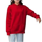 Hoodie Damen Sport Pullover Einfarbig Kapuzenpullover Casual Sweatshirt Langarm Pulli Mode Oberteile Leichter Kapuzenpulli Frauen Langarmshirt Lose Hoody Basic Hoodies Tops mit Kapuze und Taschen