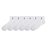 POLO RALPH LAUREN Damen Performance Baumwoll-knöchelsocken – 6 Paar – Atmungsaktives Mesh und Sportdämpfung Cushion Quarter, Weiss/opulenter Garten, 36.5-43 EU (6er Pack)