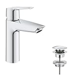 GROHE Start, Waschtischarmatur, wassersparend (Wasserhahn für das Bad, Badarmatur mit Pop-Up Ablauf, 19cm hoch, mit 3in1 Werkzeug, einfache Installation am Waschbecken), chrom, 24204002