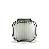 Holmegaard Ovale Vase H17.5 Primula optisches Muster mundgeblasenem Glas, grau