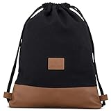 Johnny Urban Turnbeutel Damen & Herren Schwarz - Luke - Beutel Rucksack mit Kordelzug - Baumwoll Canvas - Kleine Innentasche für Wertsachen