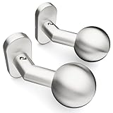Sempro 2 drehbare Kugelknäufe auf 70x32mm oval Rosette aus Rostfreier Edelstahl für Gartentore, flexibler Schraubenabstand von 45 bis 50mm