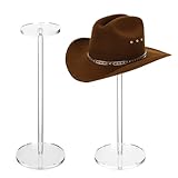 XSEXO 2 Set Klar Acryl Hut Ständer und Perücke Display Rack Hut Ständer für Display Hut Sockel Stand Runde Hantel Sockel Display Riser Perücke Display Halter für Hut Uhr (30cm Höhe, runde Unterseite)