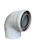 Uzman-Versand, 90° Konzentrische Luft-/Abgasbogen Ø 80/125 mm, Innen Kunststoff PP/Außenrohr Kunststoff PP.. DN 80/125 Bogen, Winkel, Abgas-Rohr Abgassystem Doppelrohr, Abgasrohr,