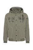 Camp David Herren Wattierter Blouson mit Kapuze und Artworks Vintage Khaki, L