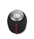 1neiSmartech Schaltknauf manuell 6 Gang und Rückwärtsgang kompatibel mit Alfa Romeo 159 Spider Brera Satin aus PU-Leder und roten Nähten