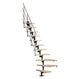 DOLLE Elegante Raumspartreppe in modernem Design, edlem Schwarz und Stufen aus Buche Multipex