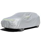 Favoto Auto Abdeckplane Vollgarage Autoabdeckung Outdoor - Wasserdicht Autohülle Autoplane Kompatibel mit Tiguan BMW X1 GLA Audi Q3 Abdeckplane für SUV (445-460 cm) Silber