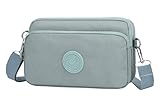 FAVORTALK Crossbody Bag Damen Klein Nylon - Umhängetasche Leichte Wasserdicht Schultertasch mit Abnehmbarem Grau Schultergurt für tägliches Arbeite Einkaufen Verabredungen Reisen - DJB00403