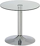 CLP Beistelltisch IKARUS mit Einer runden Tischplatte aus Sicherheitsglas I Stehtisch mit Metallgestell in Chrom-Optik, Farbe:klarglas