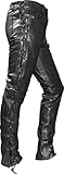 German Wear Lederhose lederjeans bikerjeans Büffelleder seitlich geschnürt Schwarz
