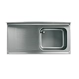 VM Europa - Gastro Spülabdeckung mit Abtropffläche - 100 x 60 cm - Freistehend mit 1 Becken rechts - AISI 430 Edelstahl - Gastronomie Spüle Waschtisch Spülbecken Gewerbeküche Gartenspüle