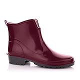 LEMIGO Damen Gummistiefeletten Kurze Gummistiefel Knöchel Regenstiefel Elke 36-42 EU (Burgunderrot, EU Schuhgrößensystem, Erwachsene, Numerisch, M, 38)