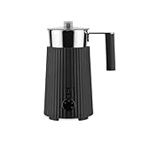 Alessi Plissé MDL13 B - Multifunktions-Induktions-Milchaufschäumer, aus Thermoplastischem Harz, Kanne aus Edelstahl 18/10, Europäischer Stecker 600 W, 35 cl, Schwarz