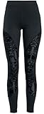 Gothicana by EMP Damen Schwarze Leggings mit Einsätzen und Flockprint XL