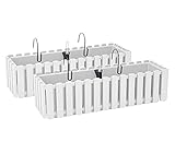 PAFEN 2X Blumenkasten Blumentopf mit Halterungen – 58 x 18 x 16,2 cm - Pflanztopf Bewässerungssystem Balkonkasten Pflanzkästen, Weiß