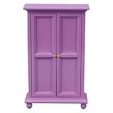 Healifty Puppenhaus Schrank Holz Mini Lila Kleiderschrank Puppenstubenmöbel Miniatur Möbel Modell Spielzeug 1: 12 Puppenhaus Schlafzimmer Wohnzimmer Zubehör Mikrolandschaft Dekoration