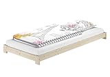Erst-Holz Niederflurbett Einzelbett 90x200 Fichte/Tanne massiv unbehandelt mit wählbarem Zubehör V-60.85N-09 Ausstattung: ohne Zubehör