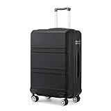 KONO Koffer Groß Leicht Hartschalenkoffer Trolley Reisekoffer mit 4 Rollen und TSA Schloss, 48 x 30 x 75 cm; 9,6 Kilogramm, Zwillingsrollen Rollkoffer, ABS Hartschale (Schwarz, XL)