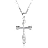 GAVU 925 Sterling Silber kleine Diamant-Kreuz-Halskette für Damen, Cubic Zirconia Kreuz Halskette