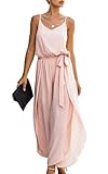 ASOMI Jumpsuit Damen Sommer Lang: Sexy Cocktail Elegant Mode Gürtel Overall Hochzeit Hawaii Urlaub Strand V-Ausschnitt Hosenanzug Business Baggy Festlich Spaghettiträger Outfit 84Rosa L