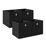 BALLSHOP 4 Stück Aufbewahrungsbox Faltbox Faltbare Stoff Faltkiste mit Fingerloch 32 x 32 x 32 cm für Kallax Regale oder Raumteiler Schwarz