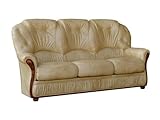 Vente-unique-Ledersofa 3-Sitzer - Büffelleder - Beige - Daphne