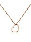 modabilé Halskette Damen mit Herz-Anhänger 925er Sterling Silber Herzkette (Anhänger 1,7cm breit I Kette 45cm - 50cm) 925 Silberkette Rosegold Vergoldet Kettenanhänger Frauen m. Etui Rosé