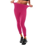 Leafigure Leggings Damen High Waist - Leggins Blickdicht Rosarot für Sport Gym Yoga L-XL