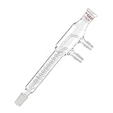 Amur Leopard Dimroth Kondensator Rückflusskühler Glas Kühler Laborkondensatorrohr Borosilikatglas für Laborexperiment, 14/20 Gelenk,Gesamtlänge 205mm, Kondensationsabschnitts 100mm, Kleine Düse 8mm