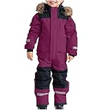 Schneeanzug Kinder Unisex Skianzug Verdickt Warm Skioverall Winter Warme Skianzüge mit Kapuze Schneeoverall Wasserdicht Winddicht Winteranzug Outdoor Thermo Schneeanzüge Mädchen Einteiliges