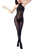 KUAIQI Sexy Body Dessous, Damen Nylon Bodystocking Catsuit, Women Bodysuit Sleepwear Sleeveless, Ouvert Sexy GläNzende öL GanzköRper Strumpfhose Plus Size，Für Sex Party Clubwear