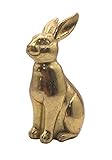 Dekohelden24 Goldener Hase aus Polyresin, Osterhase, Osterdeko, Größe: L/B/H ca.12 x 8 x 22 cm