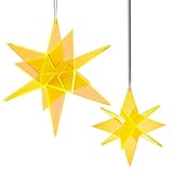 Cazador-del-sol ® - das Original | Estrella | 3D | 2er-Set Sonnenfänger-Stern gelb | Durchmesser 20 und 13 cm