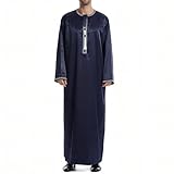 Herren Kaftan – Traditionelle Thobe Abaya Djellaba (Dunkelblau Marine, L)
