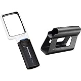 Eschenbach 15114 Optik Lupe Handlupe mit LED-Beleuchtung mobiluxLED Vergrößerng: 4X Linsengröße: 75x50mm & Optik Lupe Standfuß mobase für mobiluxLED 3,0 x / 3,5 x / 4,0X, 1511001