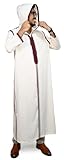 Traditionelle Herren-Djellaba Mit Kapuze, Bestickt, Lange Ärmel Und Lockere Passform (Weiß und Braun, XXL)