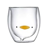 Prismoria Doppelwandige Gläser Ente, Doppelwandige Ente Teeglas 250 ml, Doppelwandiges Glas Ente, Ente Glas, Thermoglas Ente, Kaffeeglas Teegläser, für Cappuccino,Latte Macchiato,Tee, Milch, Bier