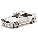 Bburago BMW M3 (E30): Modellauto im Maßstab 1:24, Türen beweglich, weiß (18-21100W)