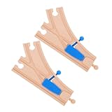 UPKOCH 2stücke Kinderfreundliches Holzschienen-weichengleis Set Für Holzeisenbahn Kompatibel Mit Großen Marken Mit Dynamischem Weichen-Schalter Frei Kombinierbar Sicher Und Interaktiv
