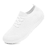 Barfußschuhe Damen Laufschuhe Turnschuhe Schuhe Sportschuhe Damen Bequeme Slip On Sneaker Fitnessschuhe Straßenlaufschuhe Leichte Atmungsaktiv Weich rutschfest Shoes Weiß 39 EU